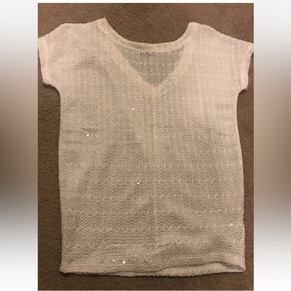 Forever 21 Girls White Knit Short Sleeve Top